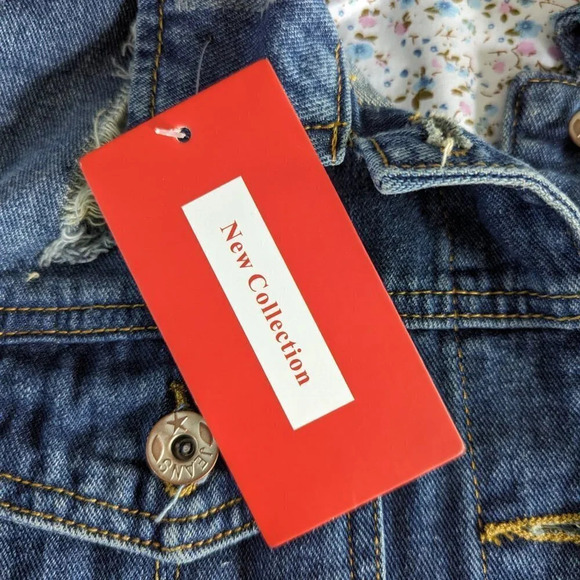 Blue Jean/ Denim Vest Sleeveless Distressed Button Front Size Medium - Picture 5 of 8